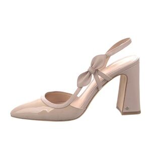 Kate Spade New York Patent Leather Bow Nude Slingback Heels